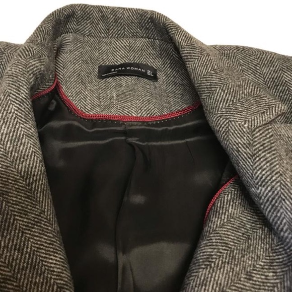 Zara Women Gray Masculine Herringbone Coat XS - Picture 14 of 14